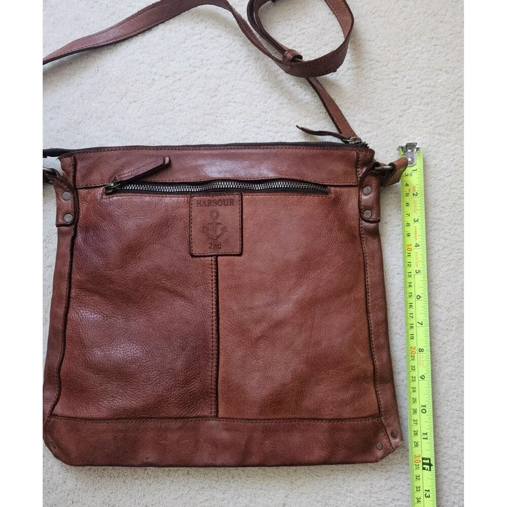 Harbour 2nd Vera Genuine Leather Crossbody Bag Brown Adjustable Strap Purse Boho